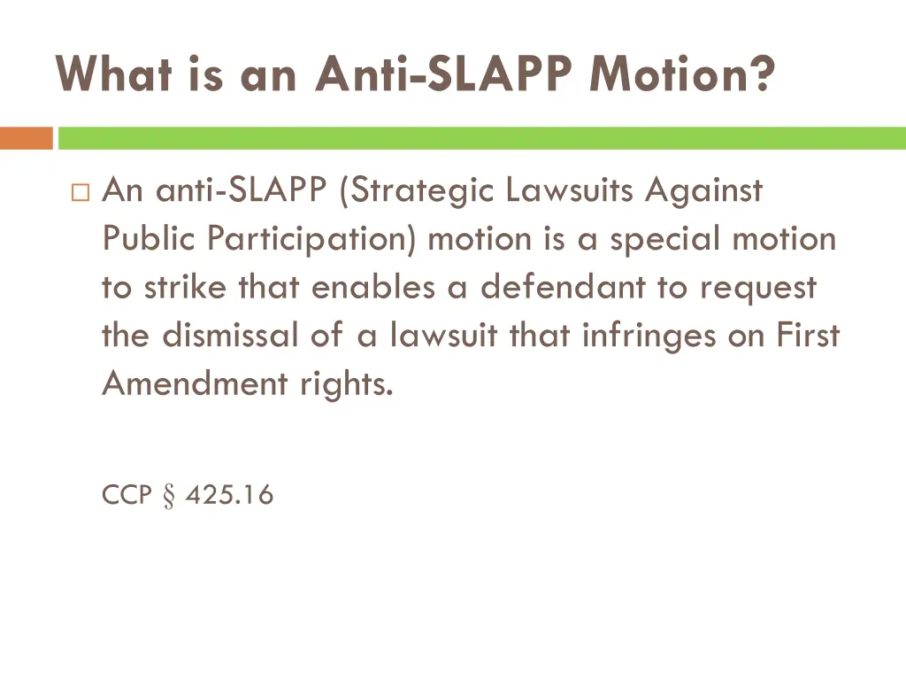 what is an anti slapp motion