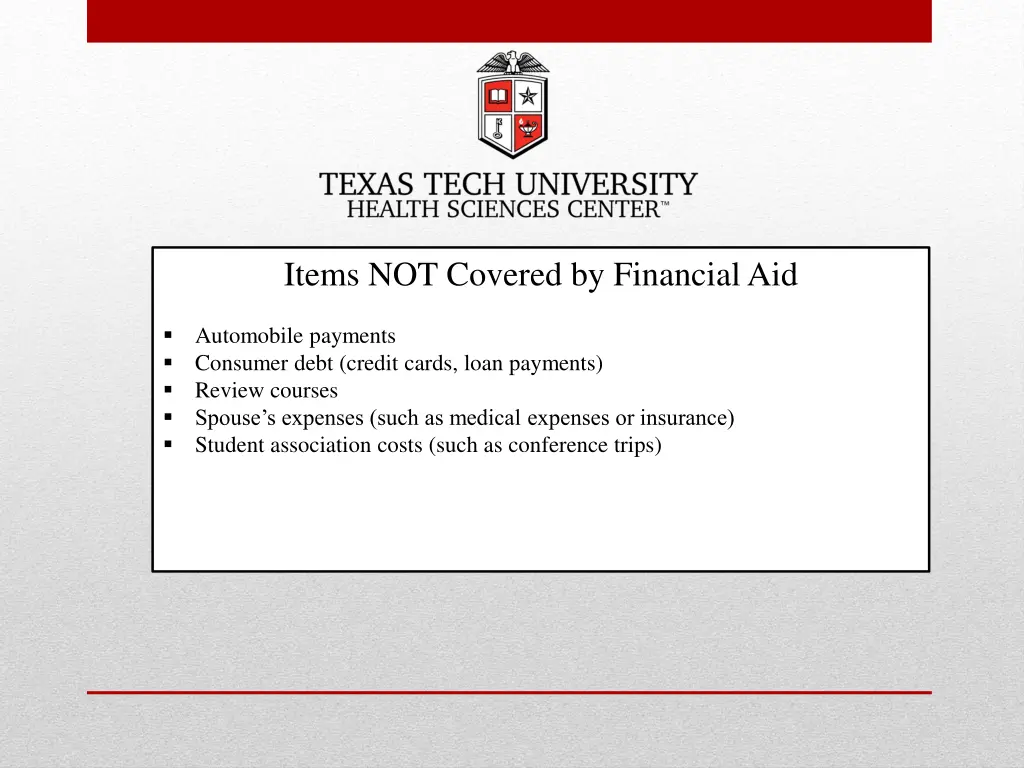 items not covered by financial aid