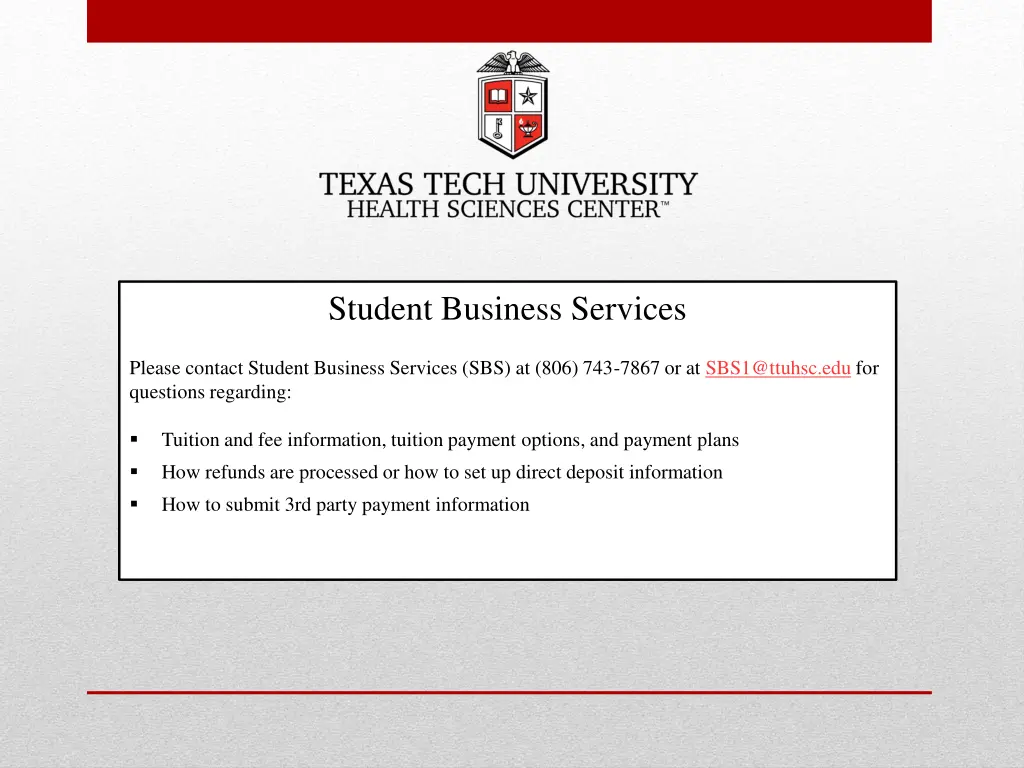 student business services