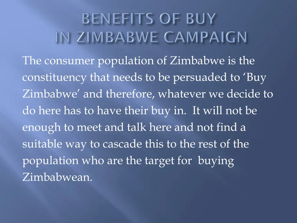 the consumer population of zimbabwe