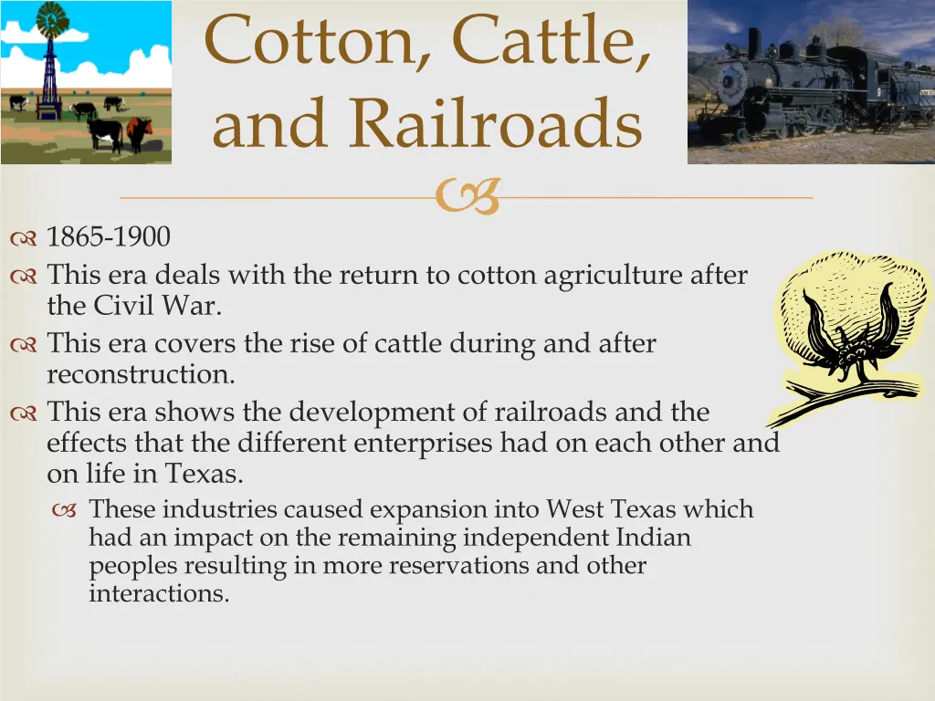 cotton cattle and railroads