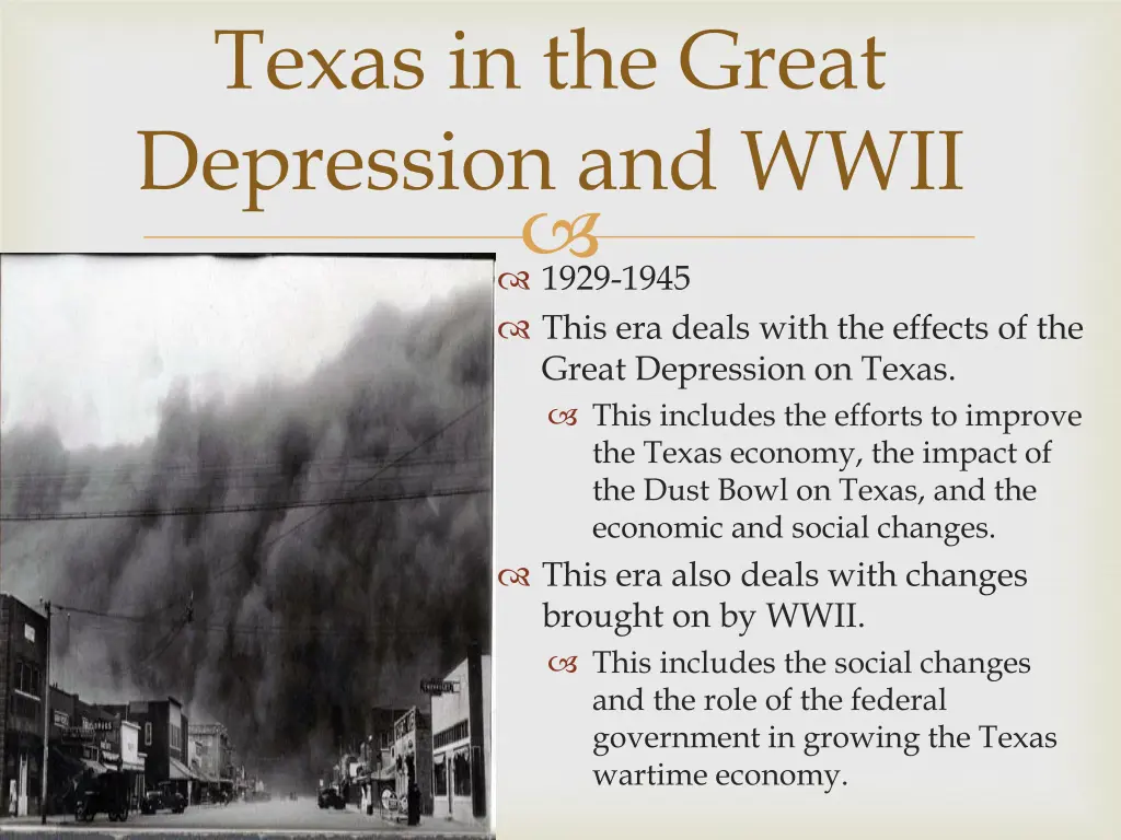 texas in the great depression and wwii