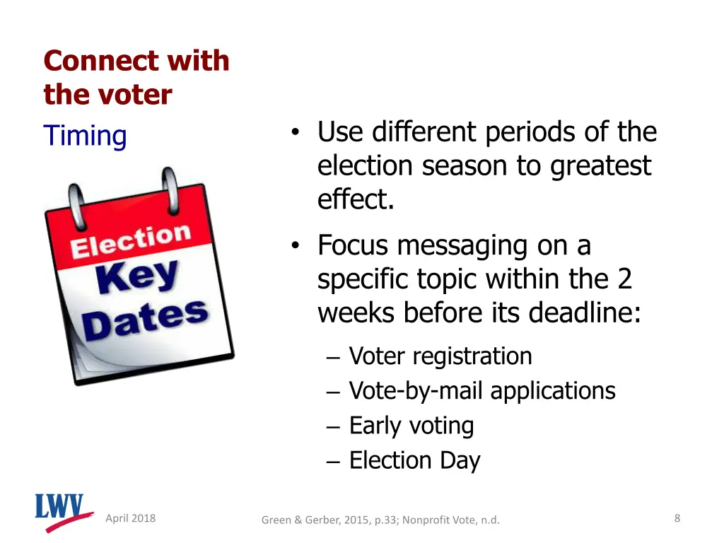 connect with the voter timing