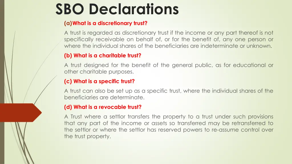 sbo declarations a what is a discretionary trust