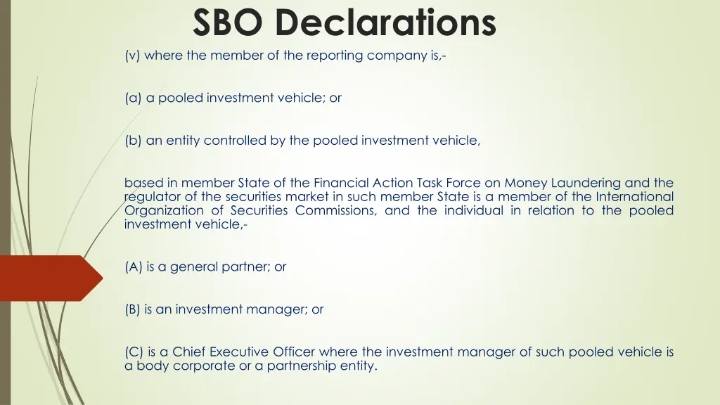 sbo declarations v where the member