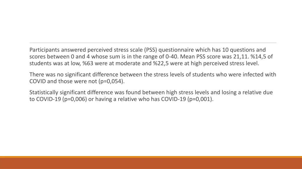 participants answered perceived stress scale