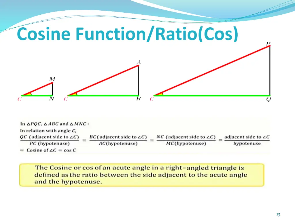 cosine function ratio cos