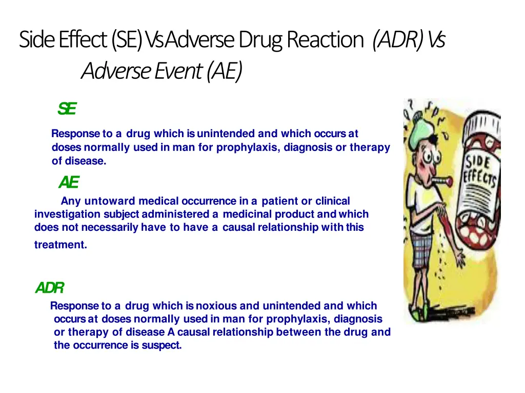 side effect se vs adverse drug reaction