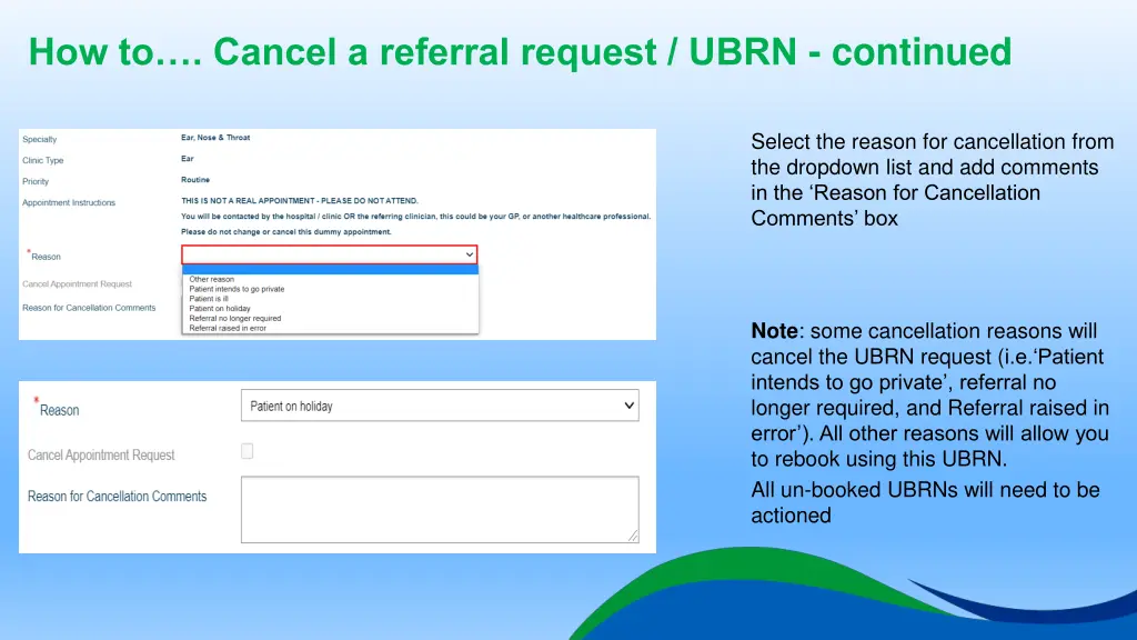 how to cancel a referral request ubrn continued 2