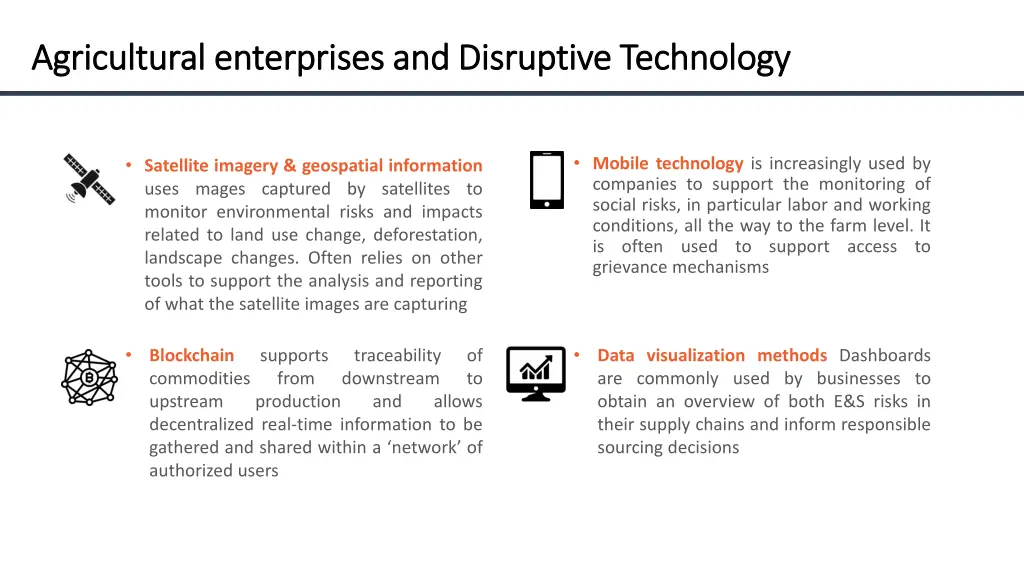 agricultural enterprises and disruptive