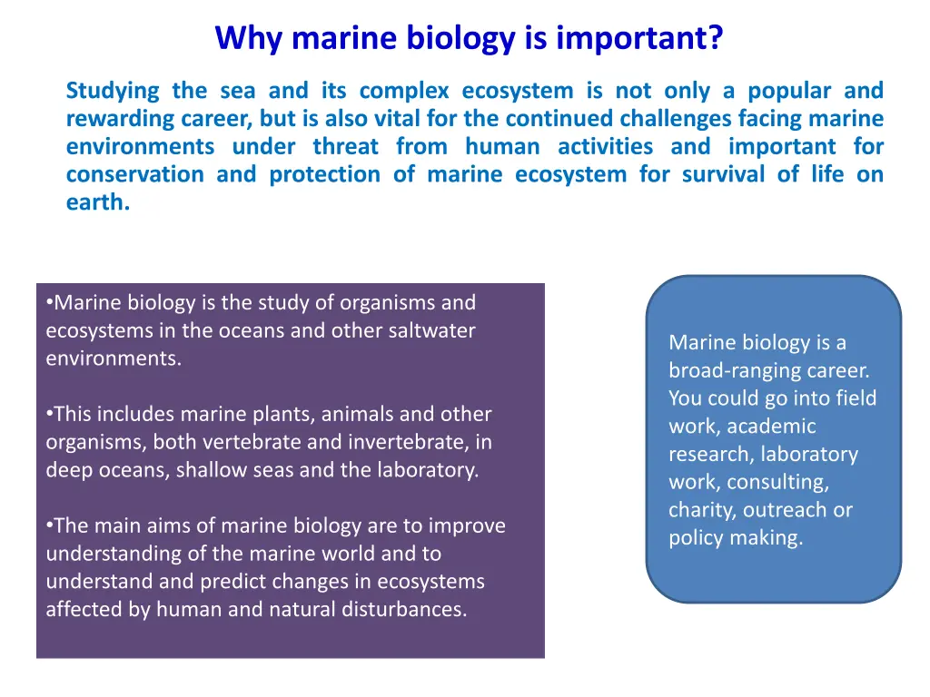 why marine biology is important