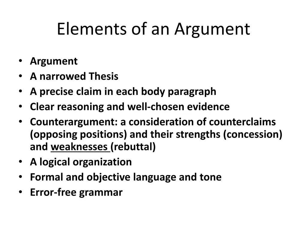 elements of an argument