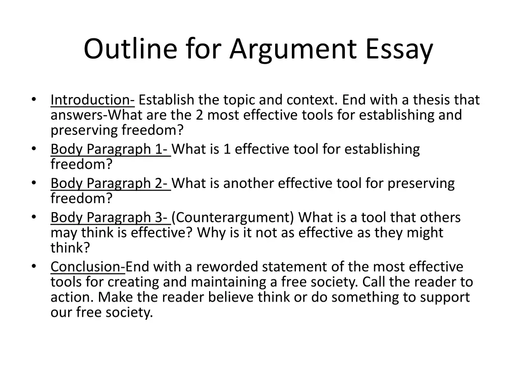 outline for argument essay