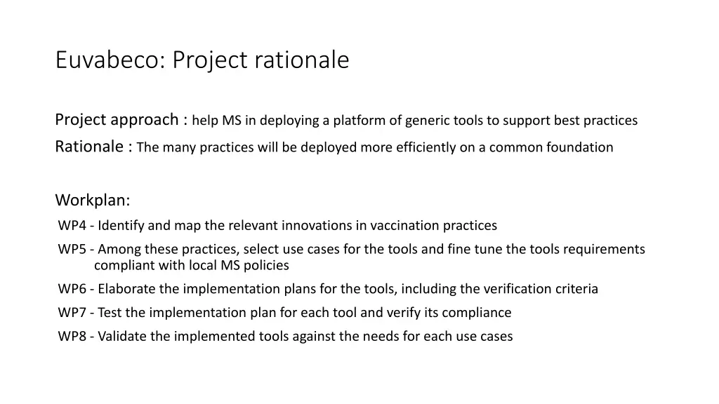 euvabeco project rationale