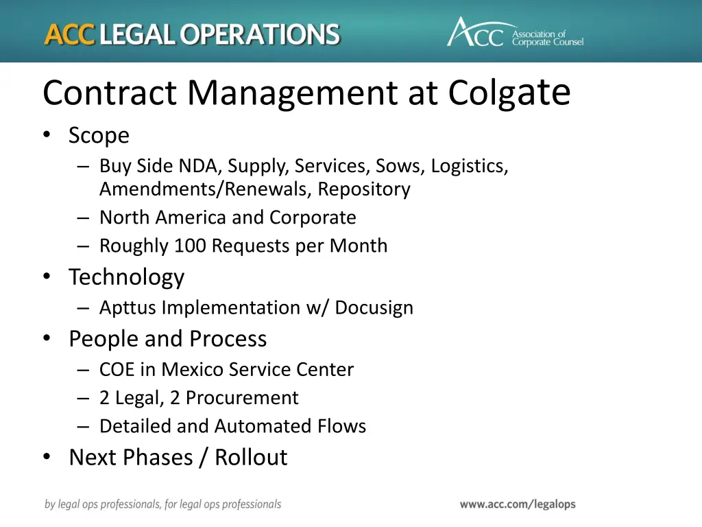 contract management at colg ate scope buy side