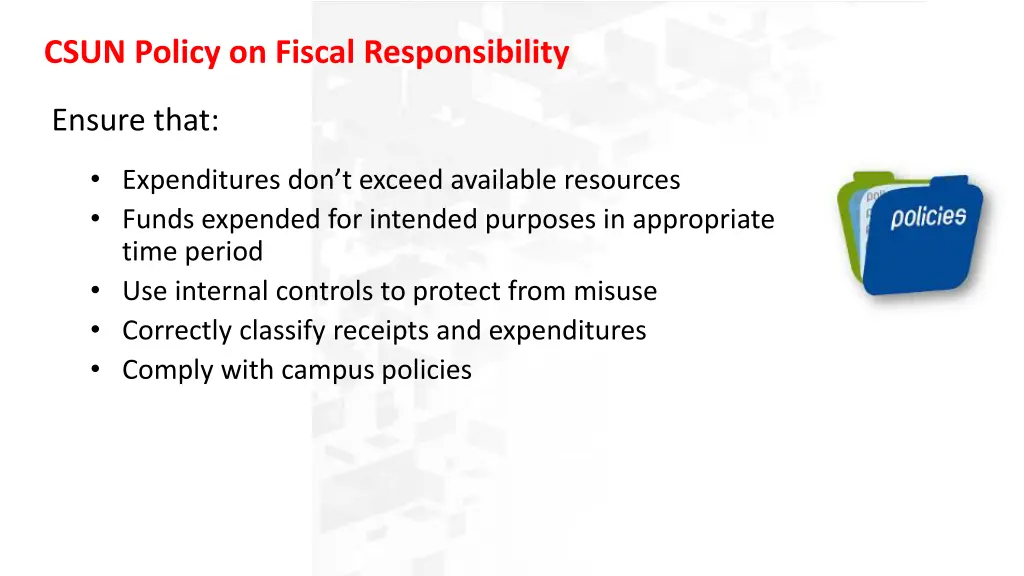 csun policy on fiscal responsibility