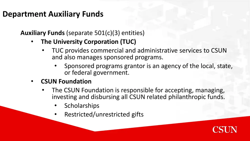 department auxiliary funds