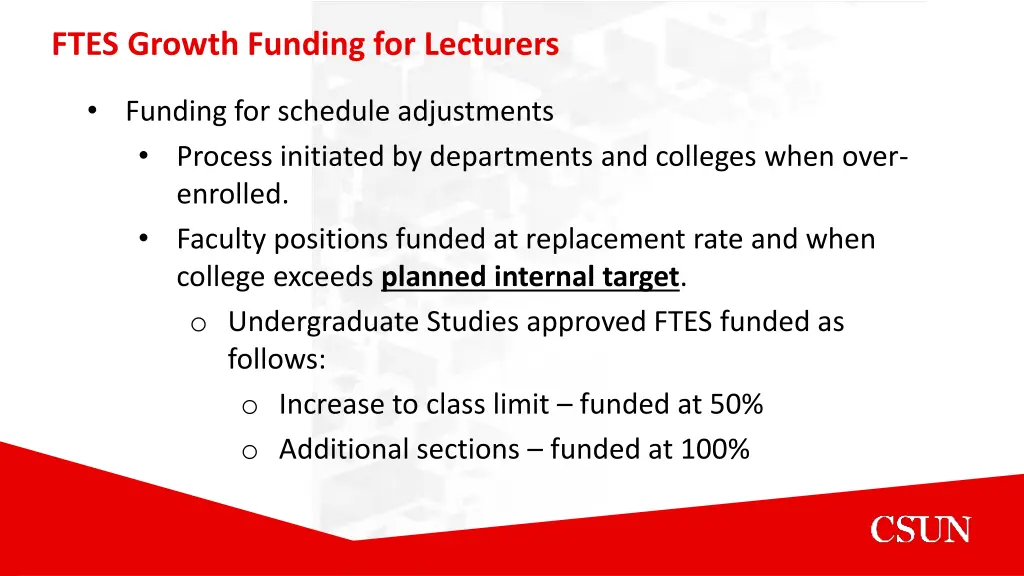 ftes growth funding for lecturers