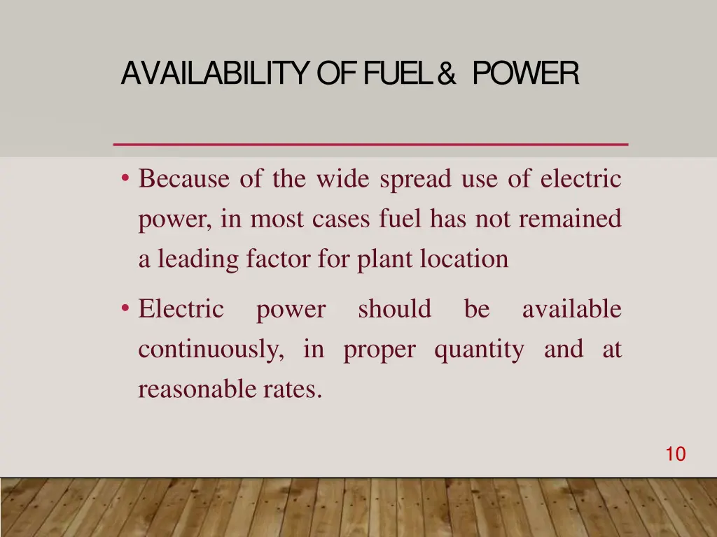 availability of fuel power