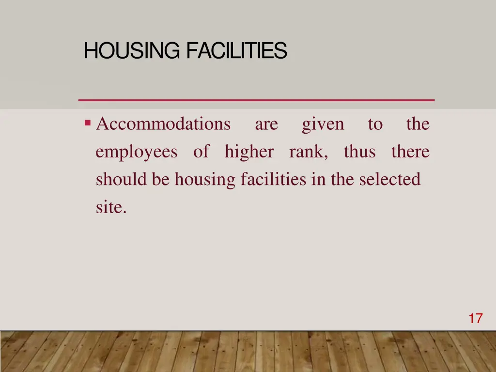 housing facilities