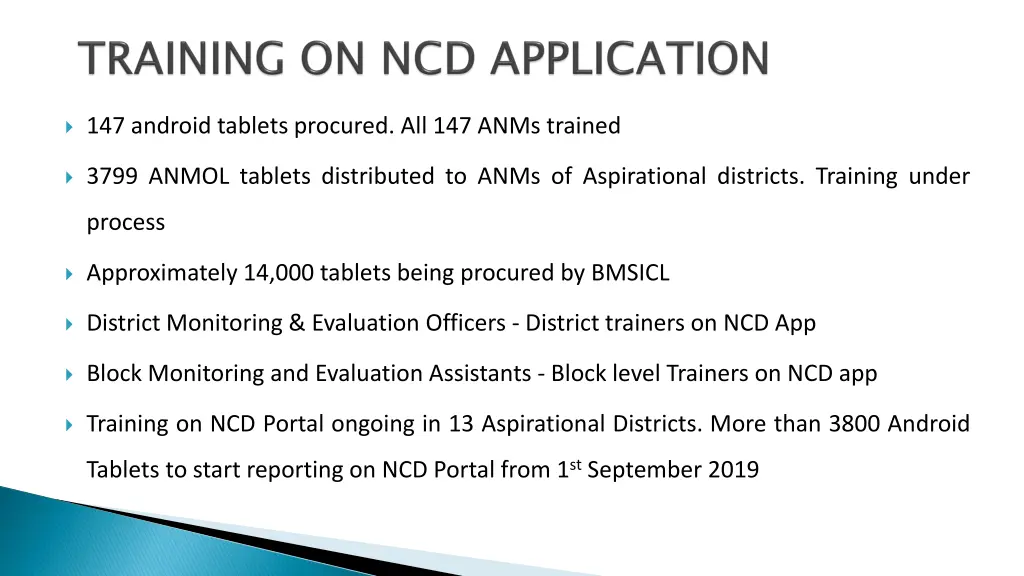 147 android tablets procured all 147 anms trained