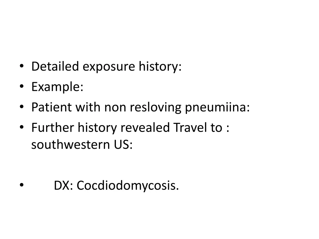 detailed exposure history example patient with