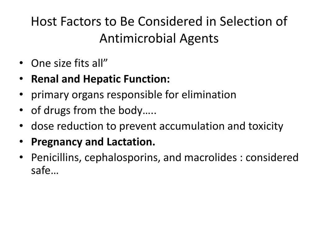 host factors to be considered in selection