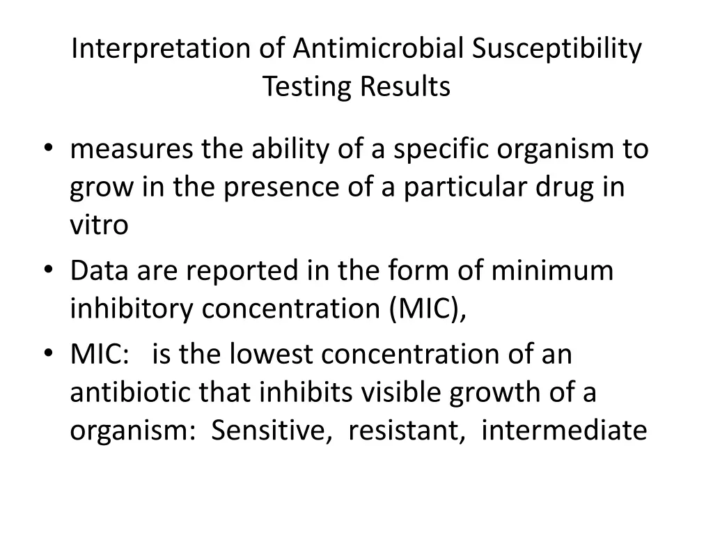 interpretation of antimicrobial susceptibility