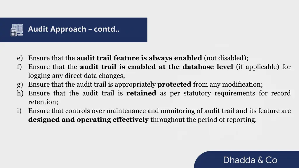 audit approach contd