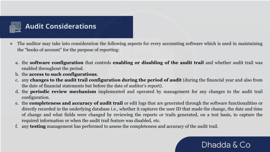 audit considerations