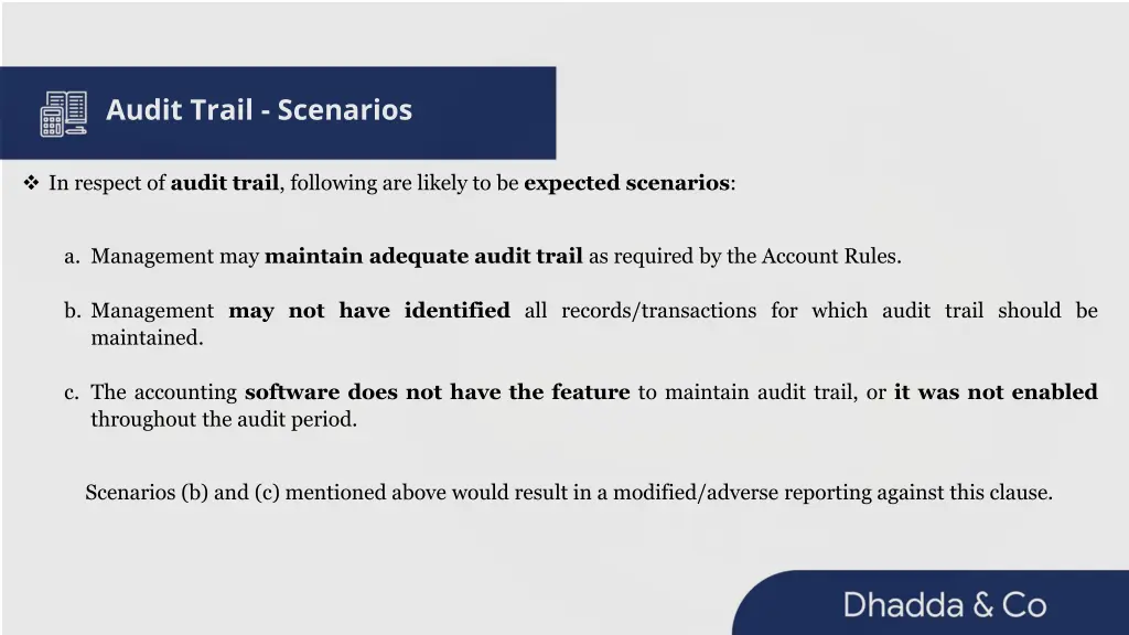 audit trail scenarios