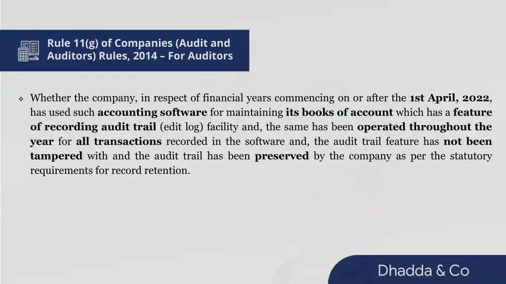 rule 11 g of companies audit and auditors rules