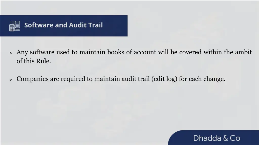 software and audit trail