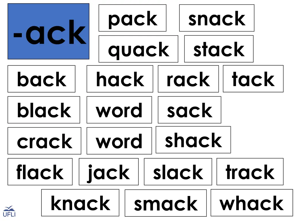 pack quack hack word word jack knack