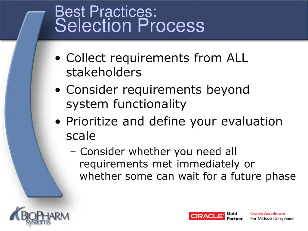 best practices selection process