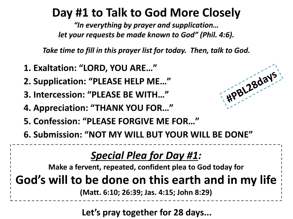 day 1 to talk to god more closely in everything