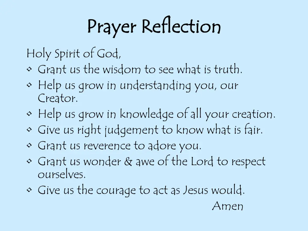 prayer reflection prayer reflection