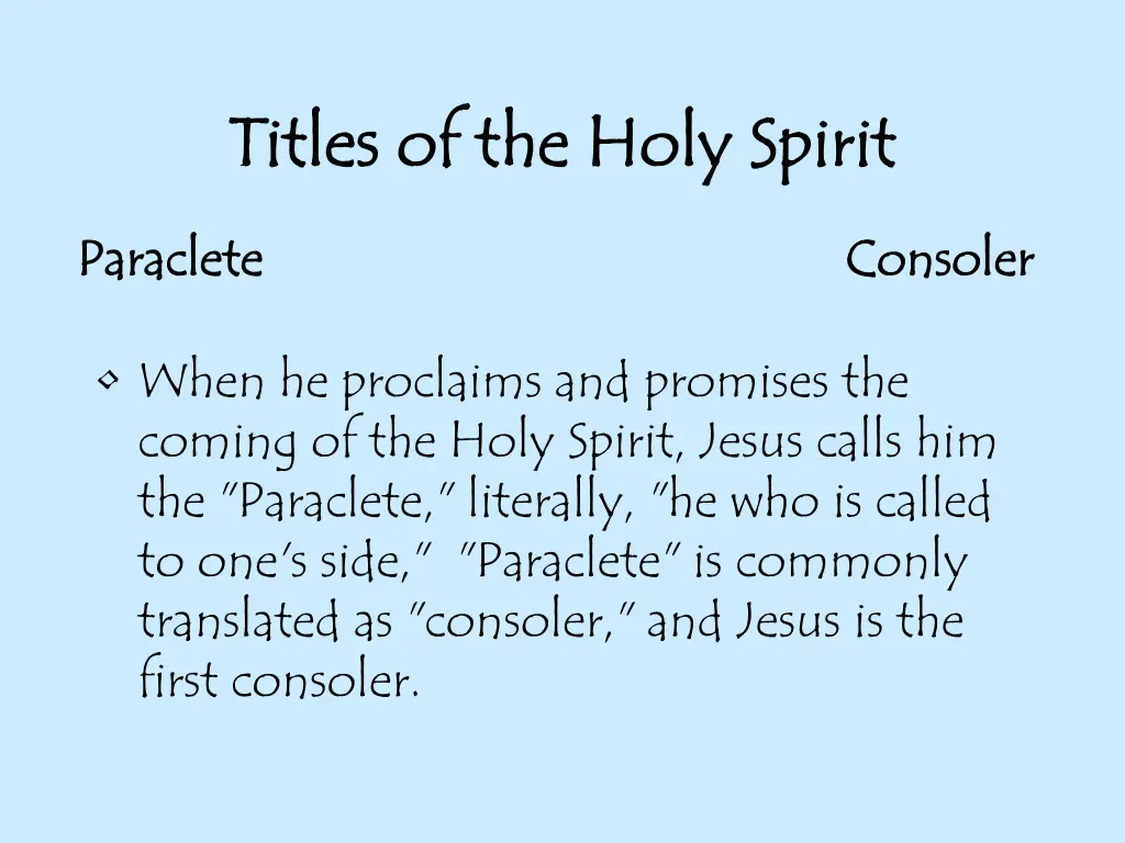 titles of the holy spirit titles of the holy