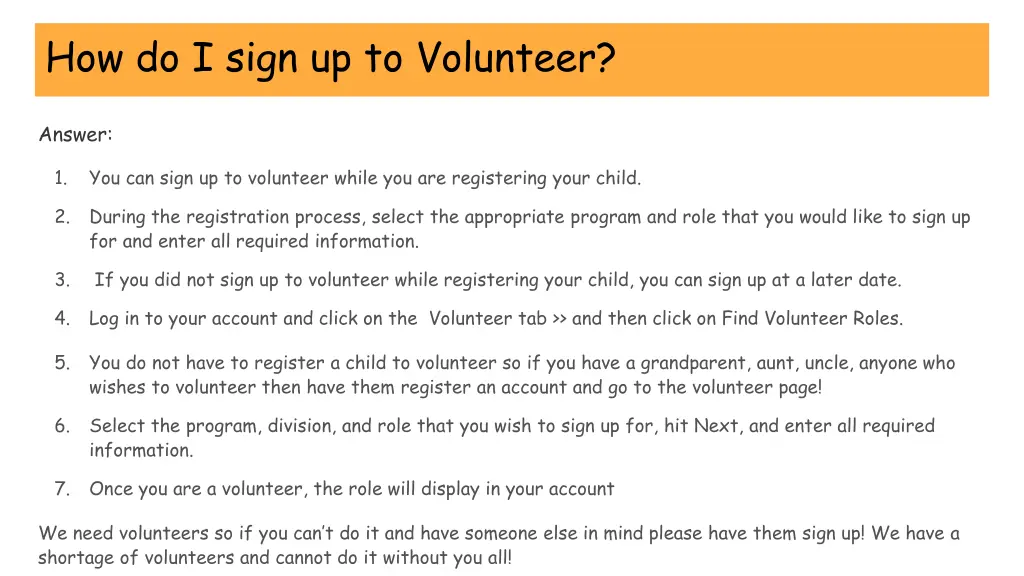 how do i sign up to volunteer