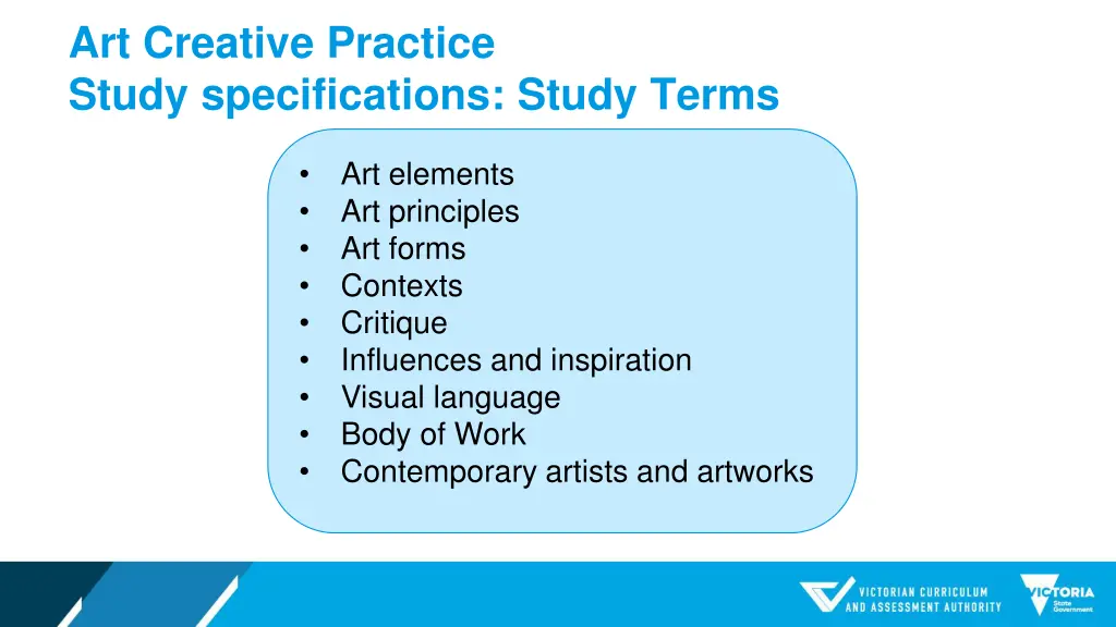 art creative practice study specifications study