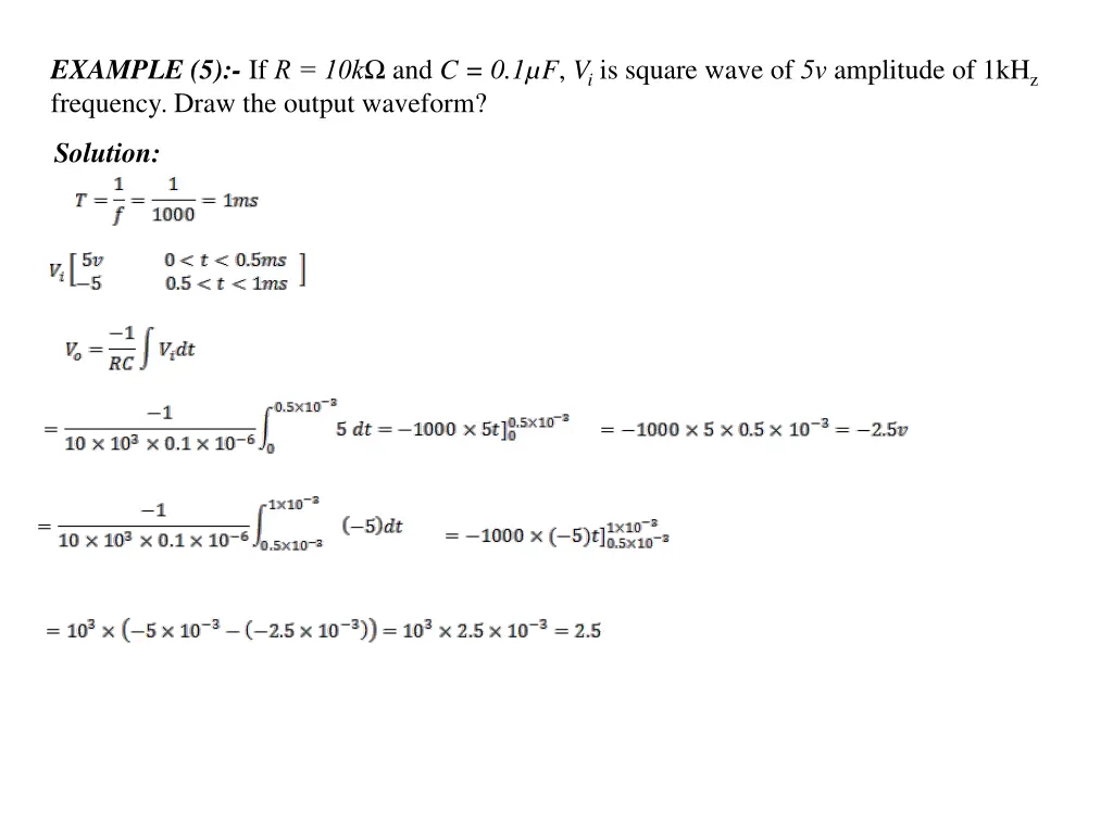 example 5 if r 10k and c 0 1 f v i is square wave