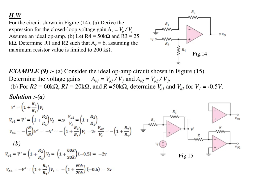 h w for the circuit shown in figure 14 a derive