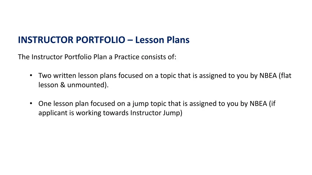 instructor portfolio lesson plans