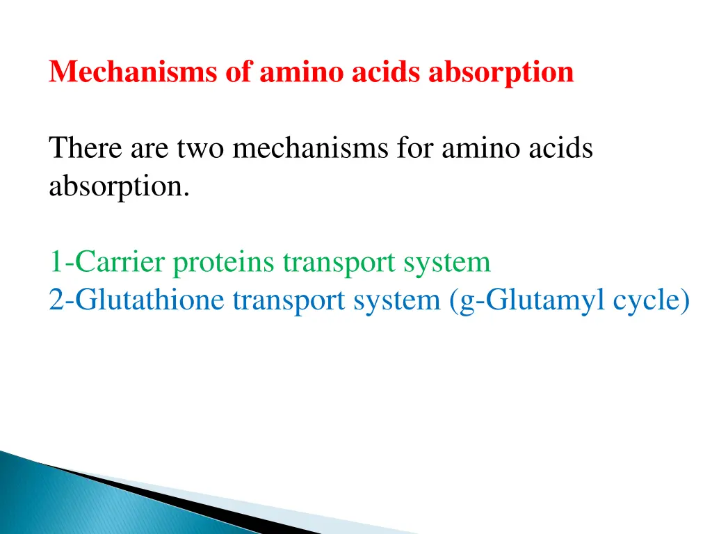 mechanisms of amino acids absorption