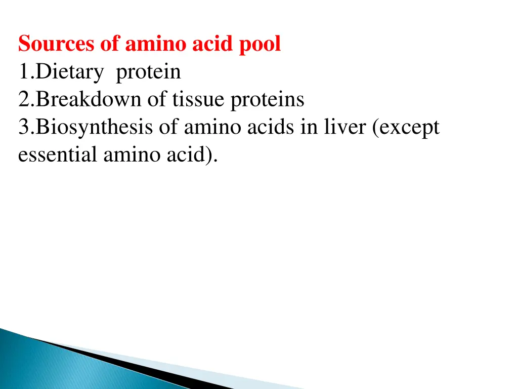 sources of amino acid pool 1 dietary protein