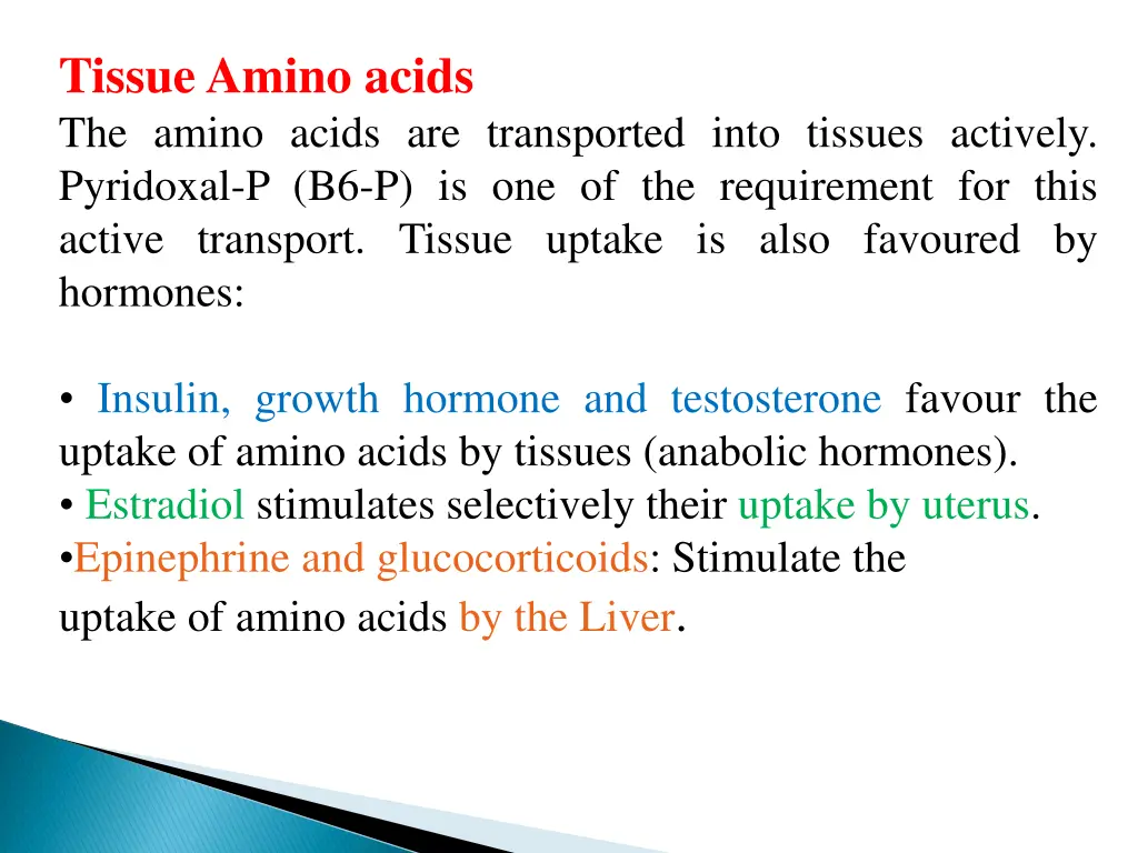 tissue amino acids the amino acids