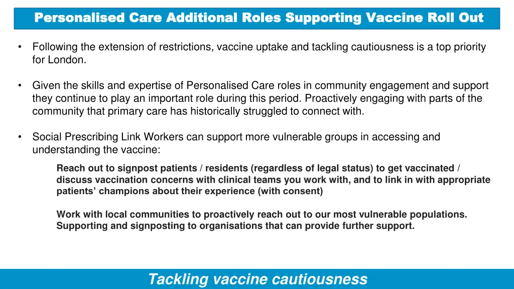 personalised care additional roles supporting