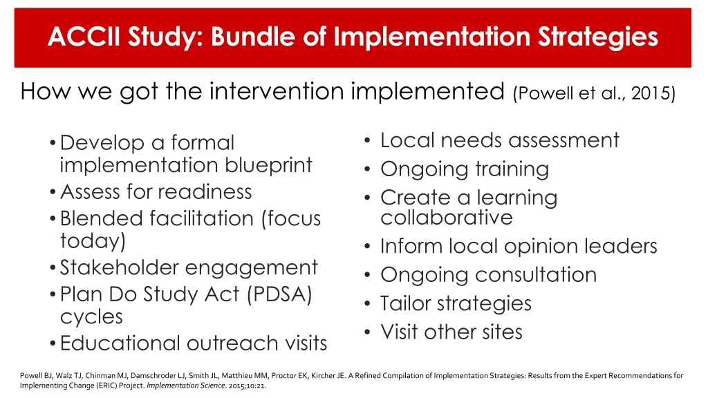 accii study bundle of implementation strategies