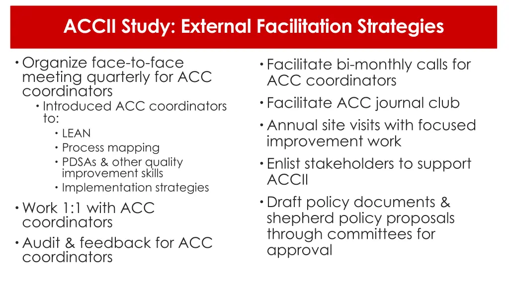 accii study external facilitation strategies