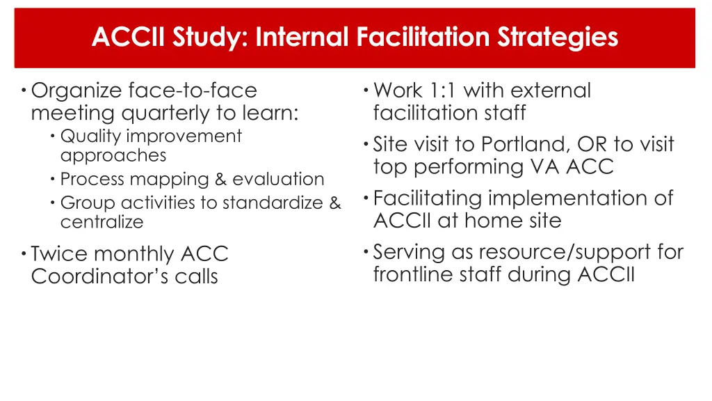 accii study internal facilitation strategies